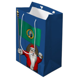 Santa Claus With Ensign Of  Washington Medium Gift Bag