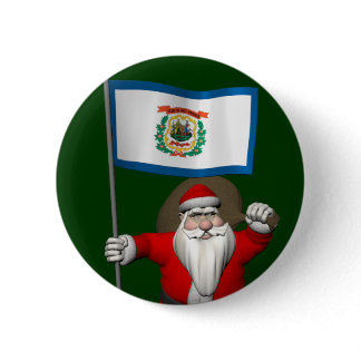Santa Claus With Ensign Of West Virginia Button