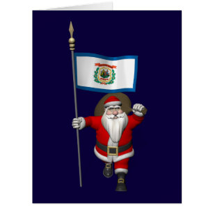 Santa Claus With Ensign Of West Virginia Cards