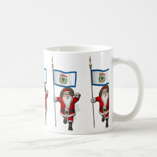Santa Claus With Ensign Of West Virginia Coffee Mug
