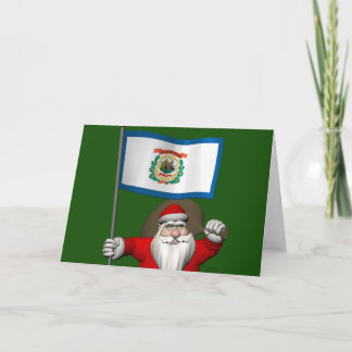 Santa Claus With Ensign Of West Virginia Holiday Card