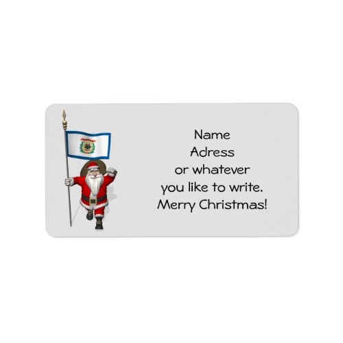 Santa Claus With Ensign Of West Virginia Label