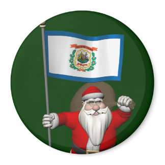 Santa Claus With Ensign Of West Virginia Magnet