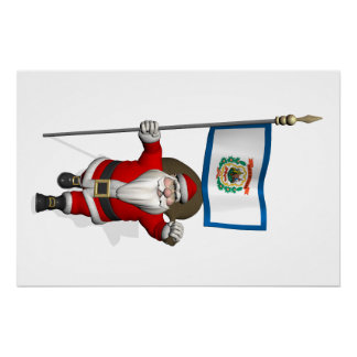 Santa Claus With Ensign Of West Virginia Poster