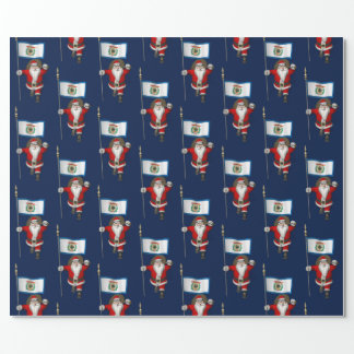 Santa Claus With Ensign Of West Virginia Wrapping Paper