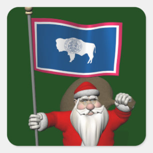 Santa Claus With Ensign Of Wyoming Sticker