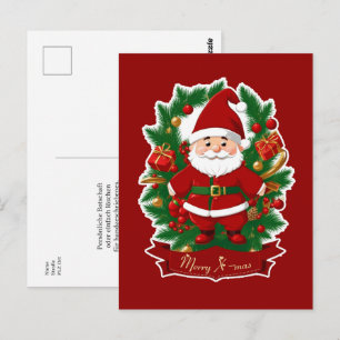 Santa Claus with fir branches - Postcard