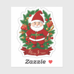 Santa Claus with fir branches - Sticker
