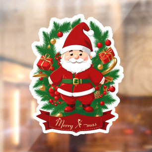 Santa Claus with fir branches -  Window Cling
