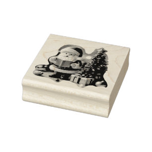Santa Claus with Fir Tree in 3D -  Rubber Stamp