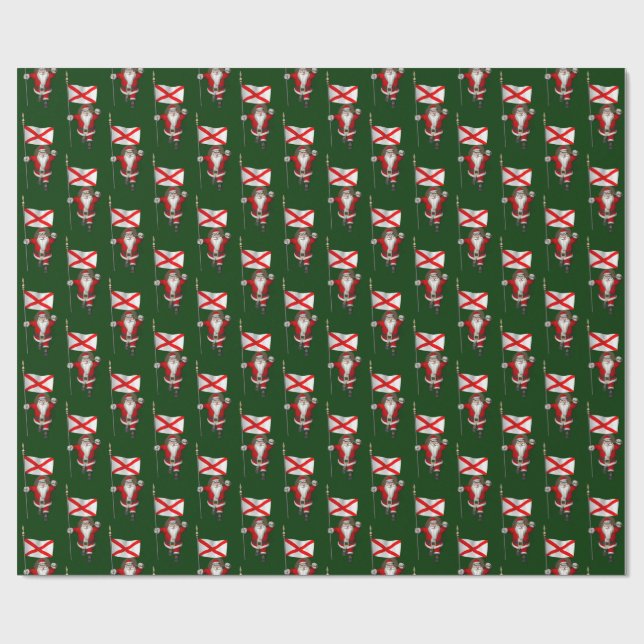 Santa Claus With Flag Of Alabama Wrapping Paper (Flat)