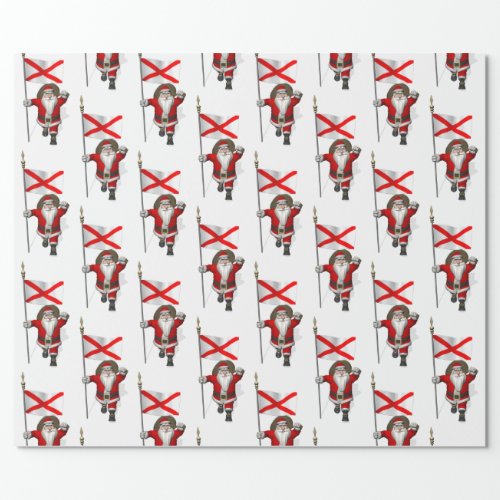 Santa Claus With Flag Of Alabama Wrapping Paper