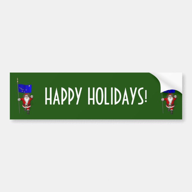 Santa Claus With Flag Of Alaska Bumper Sticker (Front)