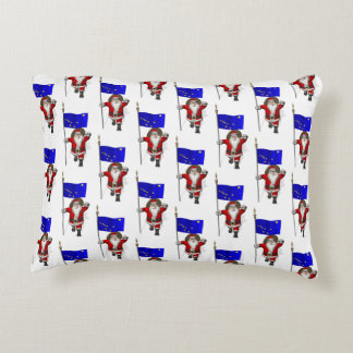 Santa Claus With Flag Of Alaska Decorative Pillow