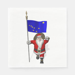 Santa Claus With Flag Of Alaska Napkins