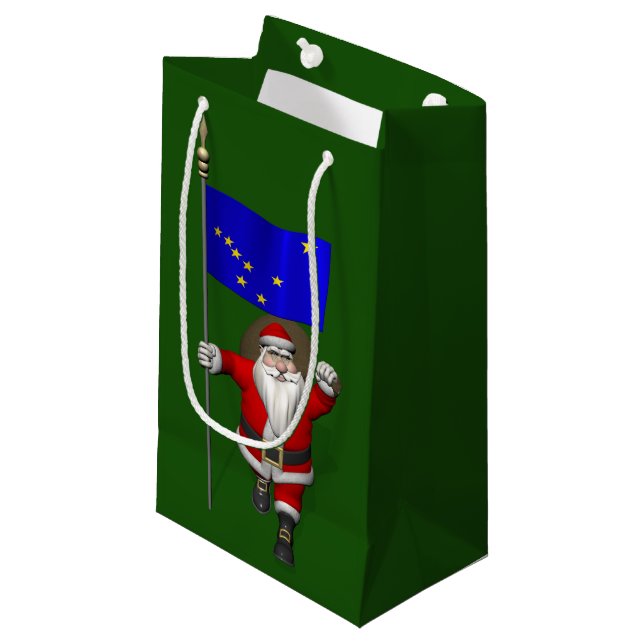 Santa Claus With Flag Of Alaska Small Gift Bag (Front Angled)