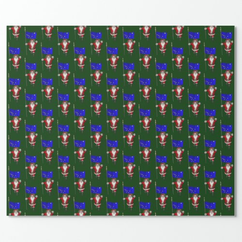 Santa Claus With Flag Of Alaska Wrapping Paper