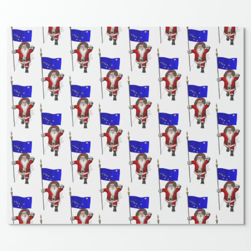 Santa Claus With Flag Of Alaska Wrapping Paper