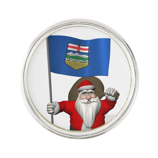 Santa Claus With Flag Of Alberta CDN Pin (Front)