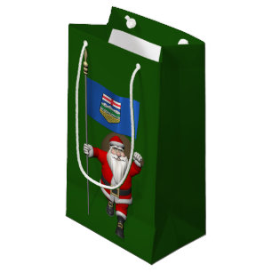 Santa Claus With Flag Of Alberta CDN Small Gift Bag