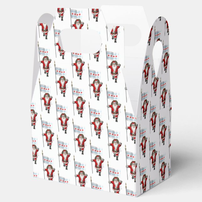 Santa Claus With Flag Of Chicago Favor Boxes (Opened)