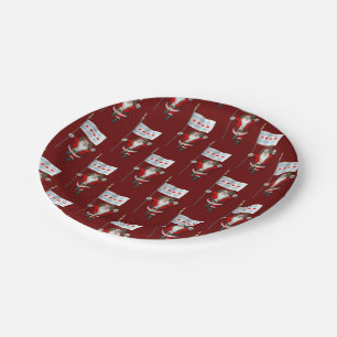 Santa Claus With Flag Of Chicago Paper Plates