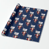 Santa Claus With Flag Of Chicago Wrapping Paper (Unrolled)