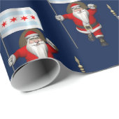 Santa Claus With Flag Of Chicago Wrapping Paper (Roll Corner)