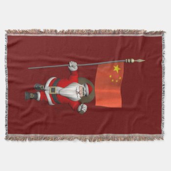Santa Claus With Flag Of China Throw Blanket by santa_world_flags at Zazzle