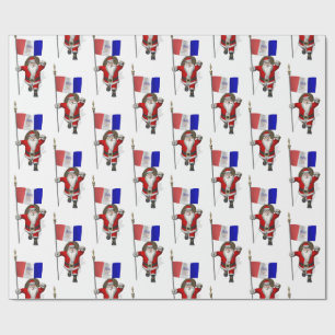 Santa Claus With Flag Of Cleveland Wrapping Paper