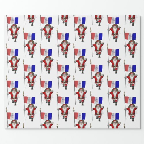 Santa Claus With Flag Of Cleveland Wrapping Paper