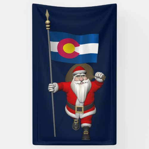 Santa Claus With Flag Of Colorado Banner