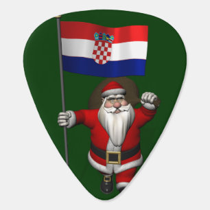 Santa Claus With Flag Of Croatia Guitar Pick