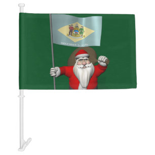 Santa Claus With Flag  Of Delaware