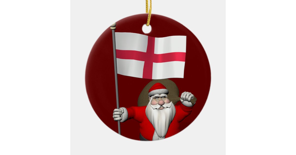Santa Claus With Flag Of England Ceramic Ornament Zazzle Com