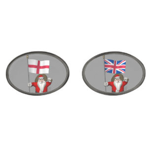 Santa Claus With Flag Of England Cufflinks