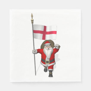 Santa Claus With Flag Of England Paper Napkins
