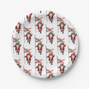 Santa Claus With Flag Of Florida Paper Plates