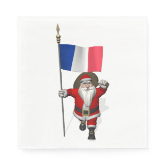 Santa Claus With Flag Of France Paper Napkins