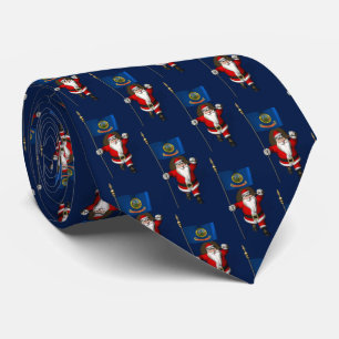 Santa Claus With Flag Of Idaho Tie