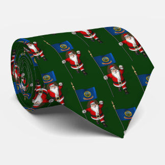 Santa Claus With Flag Of  Idaho Tie