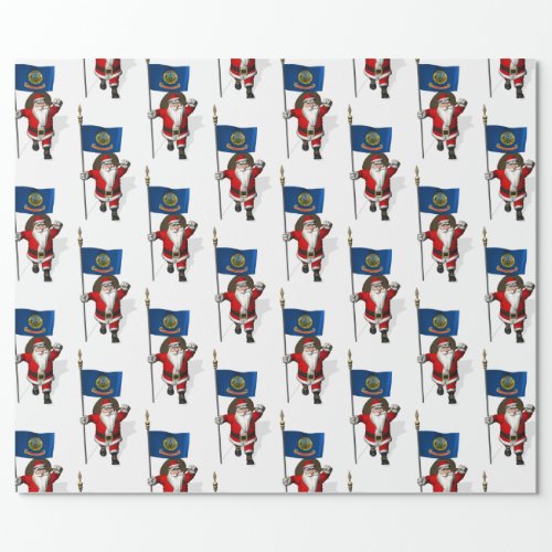 Santa Claus With Flag Of  Idaho Wrapping Paper