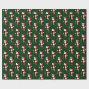 Santa Claus With Flag Of Iowa Wrapping Paper