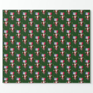 Santa Claus With Flag Of Iowa Wrapping Paper