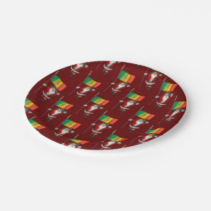 Santa Claus With Flag Of Los Angeles Paper Plates