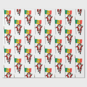Santa Claus With Flag Of Los Angeles Wrapping Paper