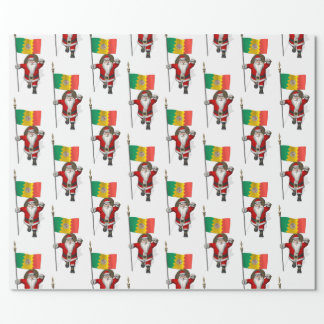 Santa Claus With Flag Of Los Angeles Wrapping Paper