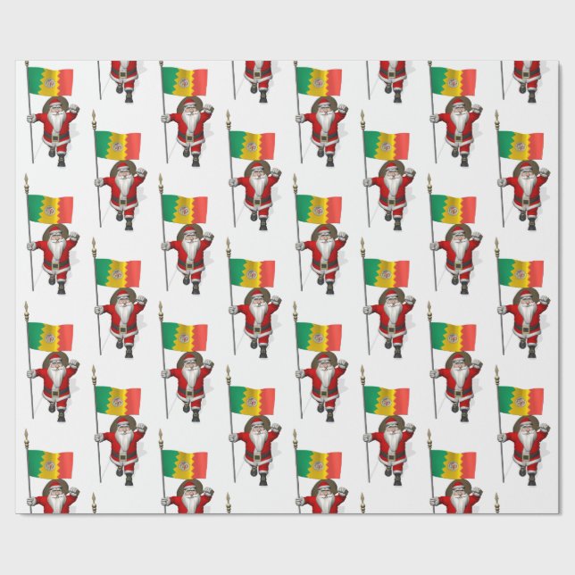 Santa Claus With Flag Of Los Angeles Wrapping Paper (Flat)