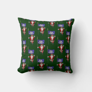 Santa Claus With Flag Of Louisiana Throw Pillow