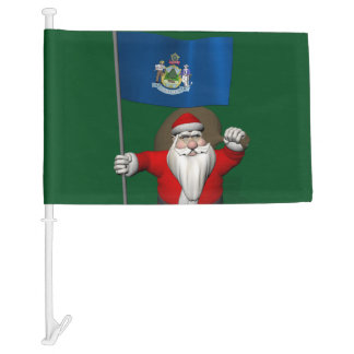 Santa Claus With Flag Of Maine